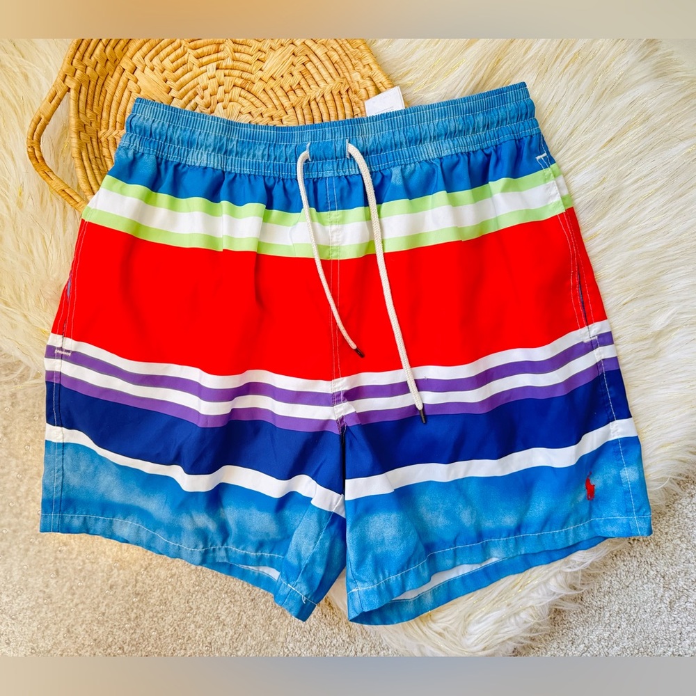 Polo Ralph Lauren Multi Stripe Swim Trunks Board Shorts Size XL